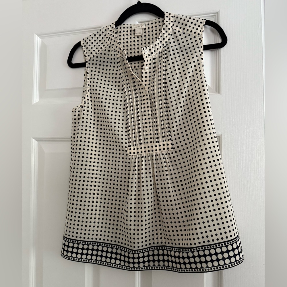J Crew Polka Dot Sleeveless Blouse